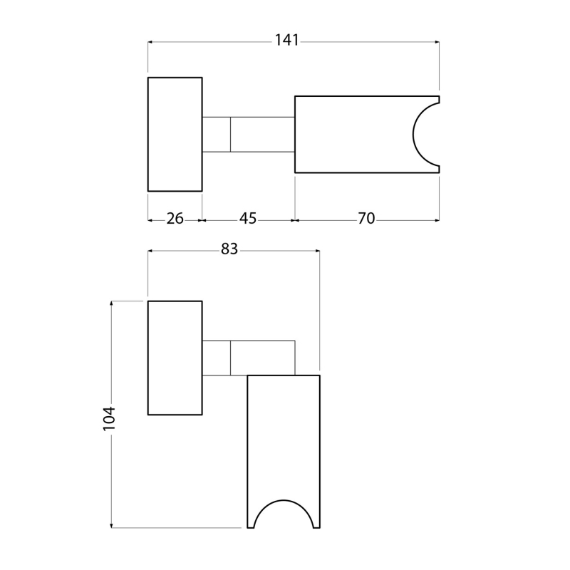 Fermaluce S14 System, adjustable flush wall lamp with S14d fitting and oval wooden ceiling rose