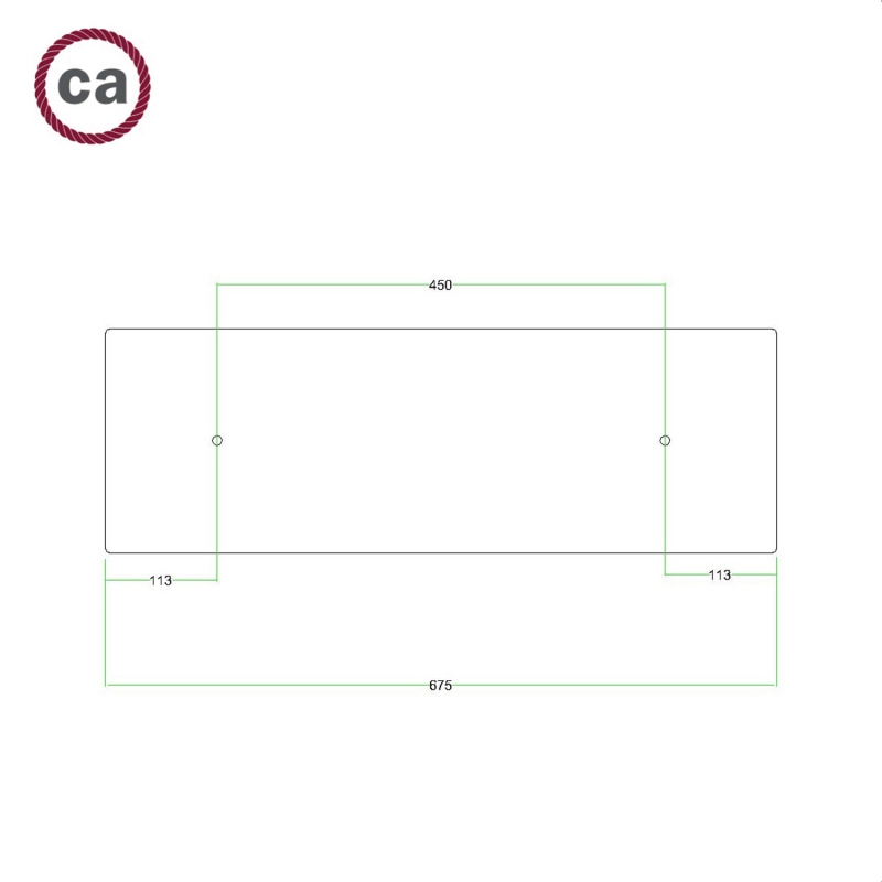 Rectangular XXL Rose-One 2-hole ceiling rose kit, 675 x 225 mm Cover