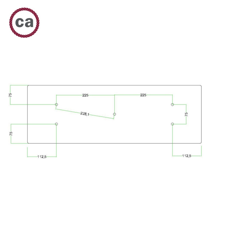 Rectangular XXL Rose-One 5-hole ceiling rose kit, 675 x 225 mm Cover