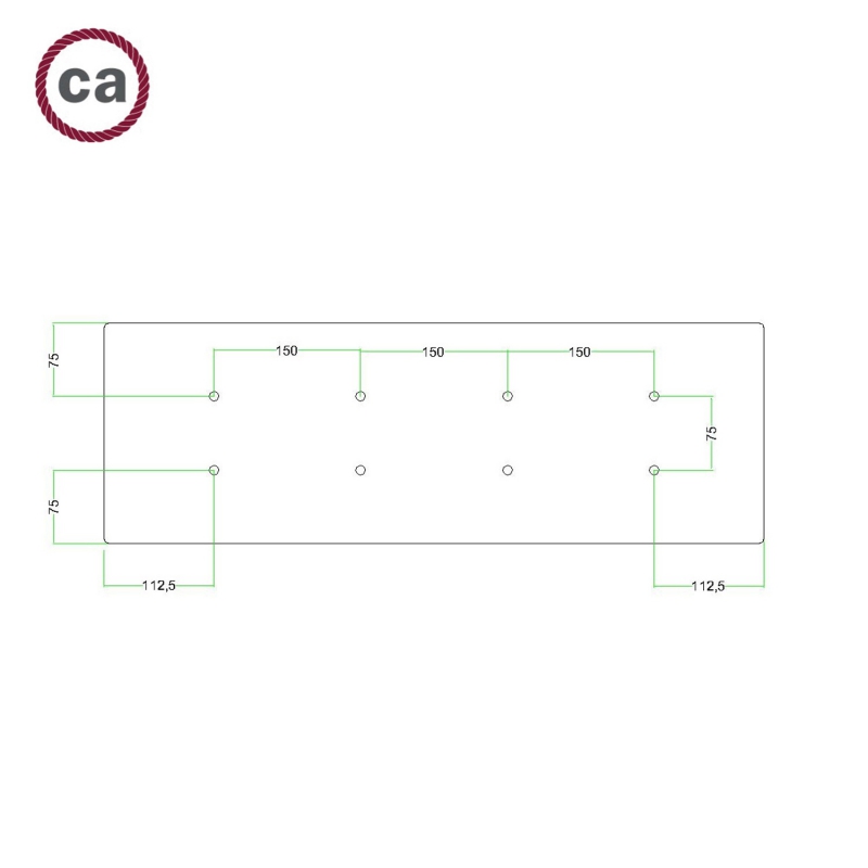 Rectangular XXL Rose-One 8-hole ceiling rose kit, 675 x 225 mm Cover