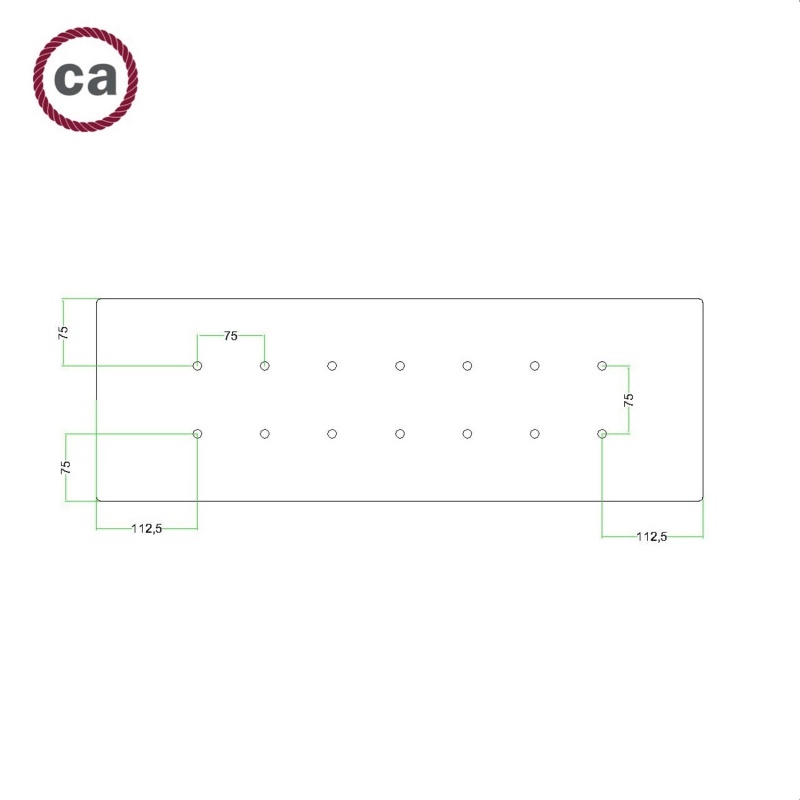 Rectangular XXL Rose-One 14-hole ceiling rose kit, 675 x 225 mm Cover