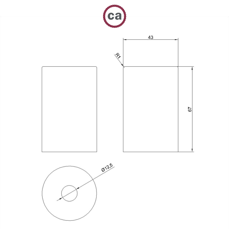 Pastel metal E27 lamp holder kit with concealed cable clamp