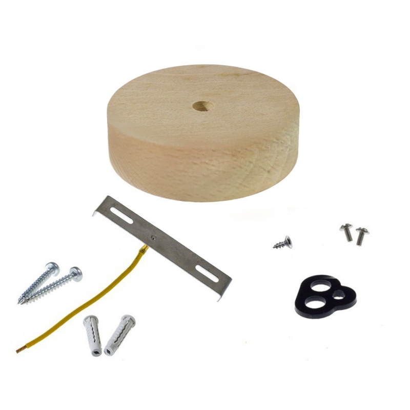 Mini cylindrical 1-central-hole wooden ceiling rose kit