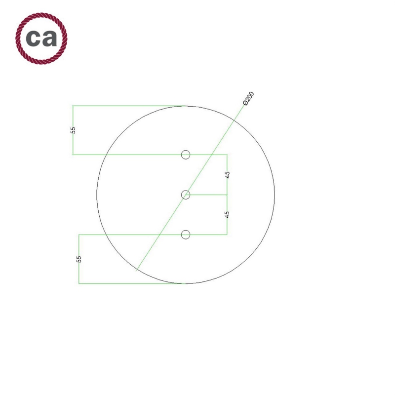 3 Hole in line - LARGE Round Ceiling Rose Canopy Kit - Rose One System