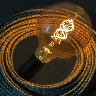 LED Golden Light Bulb - Globe G125 Curved Spiral Filament - 5W E27 Dimmable 2000K