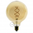 LED Golden Light Bulb - Globe G125 Curved Spiral Filament - 5W E27 Dimmable 2000K