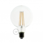 LED Transparent Light Bulb - Globe G95 Long Filament - 7.5W E27 Decorative Vintage Dimmable 2200K