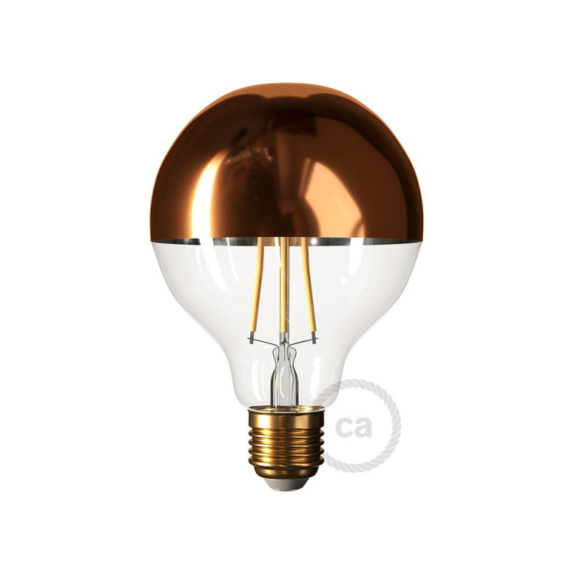 Copper half sphere Globe G95 LED light bulb 7W E27 2700K Dimmable