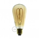 LED Golden Light Bulb - Edison ST64 Curved Double Loop Filament - 5W E27 Dimmable 2000K