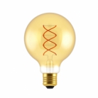 LED Globe G95 Golden with double curved spiral filament 5W E27 Dimmable 2000K bulb