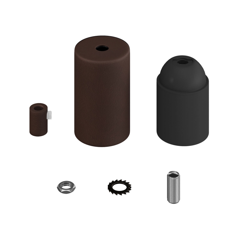 Cylindrical metal E27 lamp holder kit