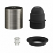 Semi-threaded metal E27 lamp holder kit with concealed cable clamp