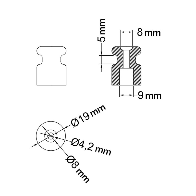 Porcelain insulator for wall system - 18 mm