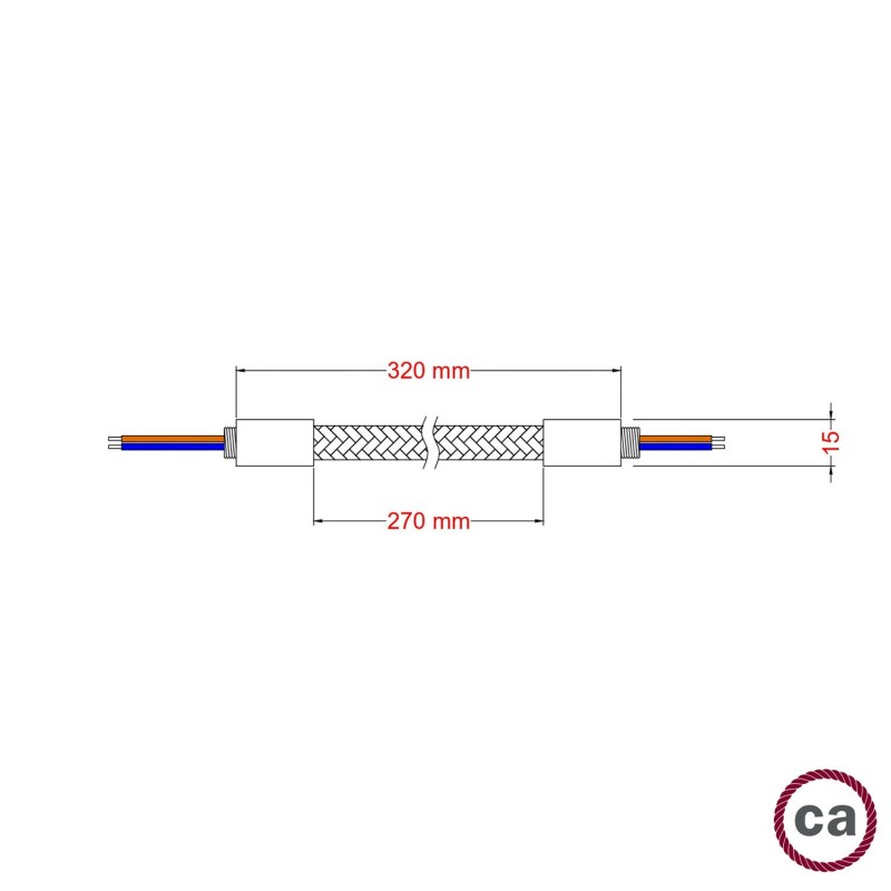 Kit Creative Flex flexible tube covered in White RM01 fabric with metal terminals