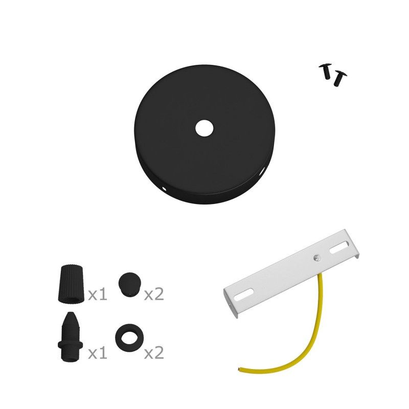 Kit Mini metal cylindrical rose with 1 central hole and 2 lateral holes