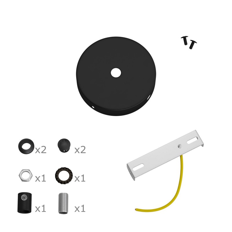 Kit Mini metal cylindrical rose with 1 central hole and 2 lateral holes