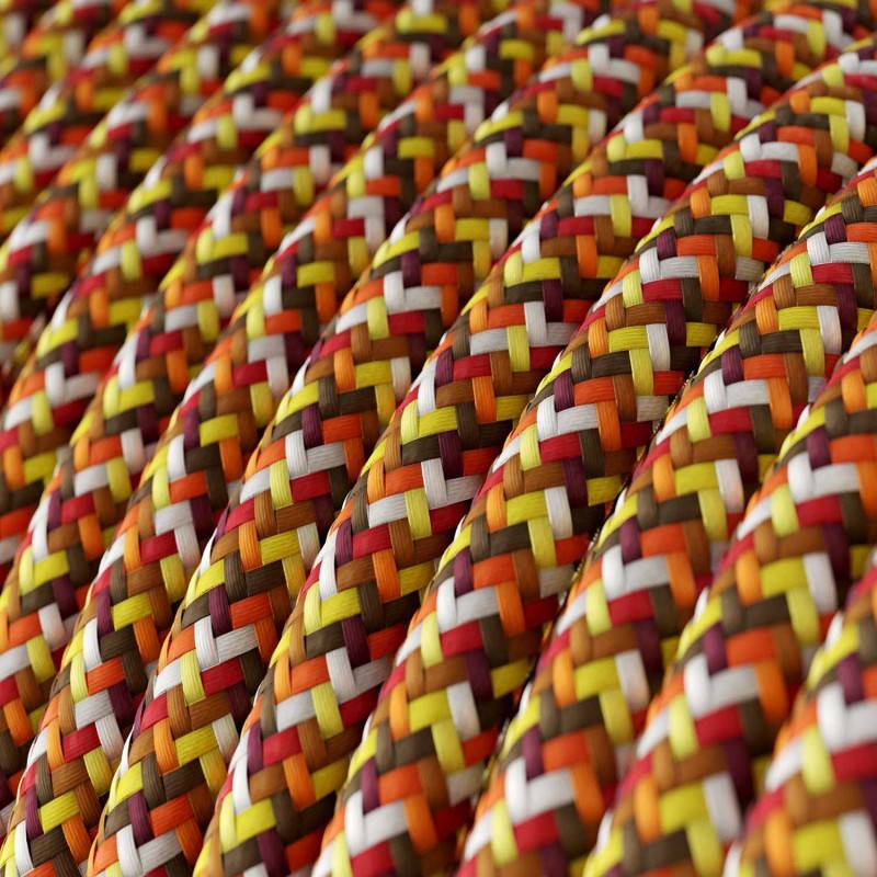 RX01 Pixel Orange Round Rayon Electrical Fabric Cloth Cord Cable