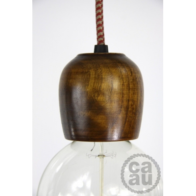 Dark Wood Pendant with Vintage Red