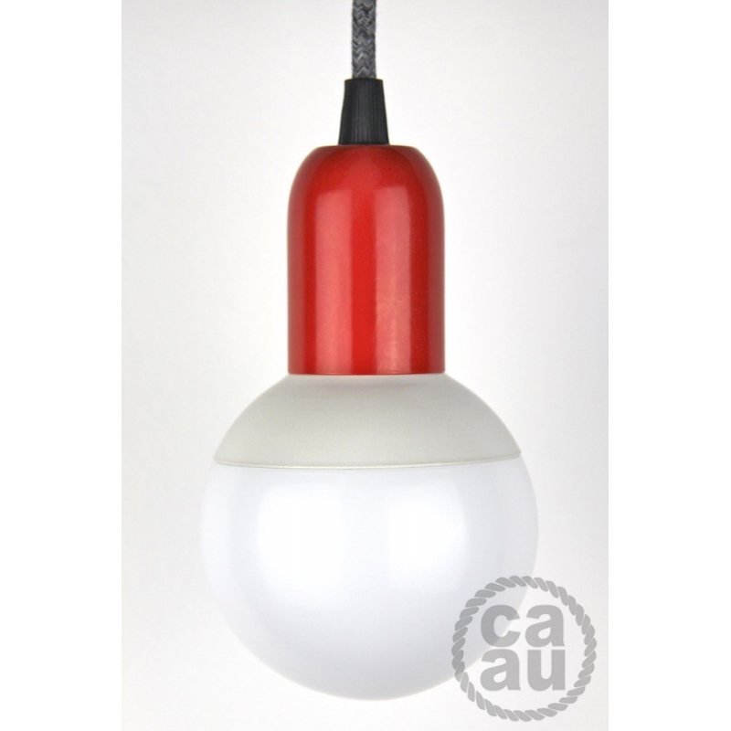 Pendant: Red with Grey Linen Cable